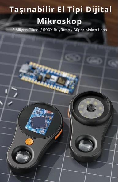 ShopyTech IPS Ekranlı Taşınabilir Dijital Mikroskop 500X 2MP 8 LED Işıklı 1080P Foto/Video TypeC Windows/Mac Uyumlu - Resim 4