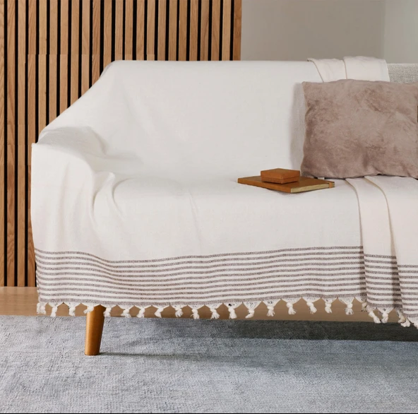 Buldan İşi Kaymaz Pamuklu 2'li Koltuk Örtüsü 170x210 Cm Kaliteli Koltuk Şalı Çekyat Kanepe Örtüsü (2 ADET) - Resim 2