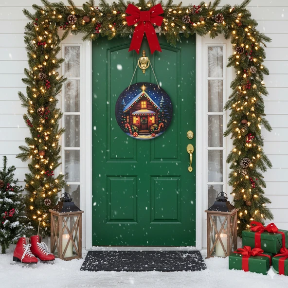 Baston Şekerli Yeni Yıl Evi Kapı ve Duvar Süsü - Resim 2