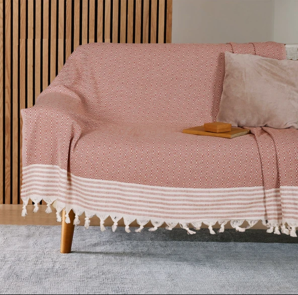 Buldan İşi Kaymaz Pamuklu 2'li Koltuk Örtüsü 170x210 Cm Kaliteli Koltuk Şalı Çekyat Kanepe Örtüsü (2 ADET) - Resim 2