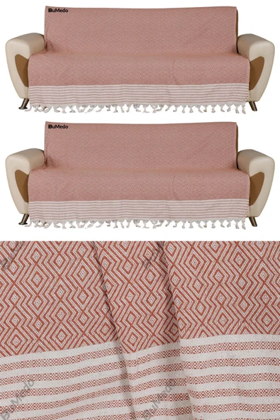 Buldan İşi Kaymaz Pamuklu 2'li Koltuk Örtüsü 170x210 Cm Kaliteli Koltuk Şalı Çekyat Kanepe Örtüsü (2 ADET) ürün görseli