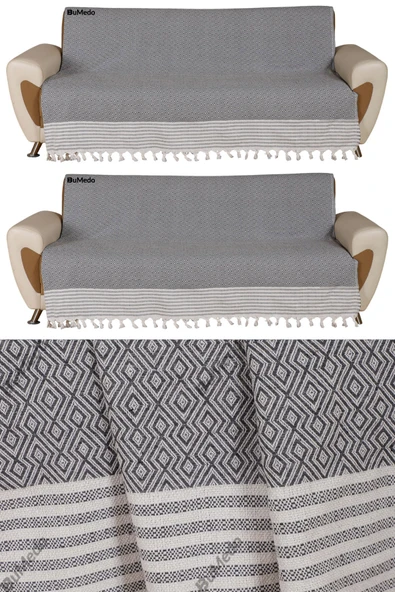 Buldan İşi Kaymaz Pamuklu 2'li Koltuk Örtüsü 170x210 Cm Kaliteli Koltuk Şalı Çekyat Kanepe Örtüsü (2 ADET) ürün görseli