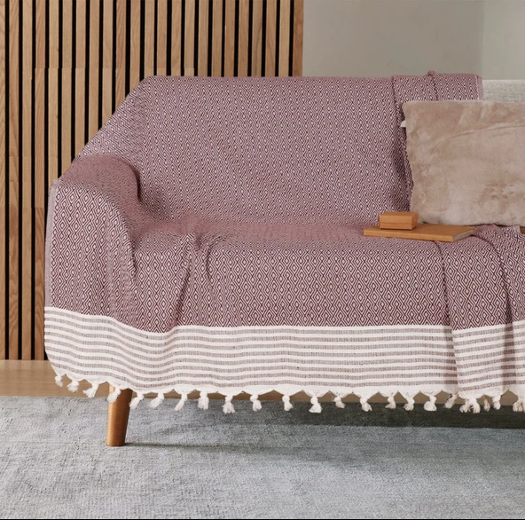 Buldan İşi Kaymaz Pamuklu 2'li Koltuk Örtüsü 170x210 Cm Kaliteli Koltuk Şalı Çekyat Kanepe Örtüsü (2 ADET) - Resim 2