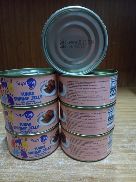 Supreme Cat Jöle Içerisinde Parça Ton Balıklı ve Karidesli Kedi Konserve 10 Adet ürün görseli 1