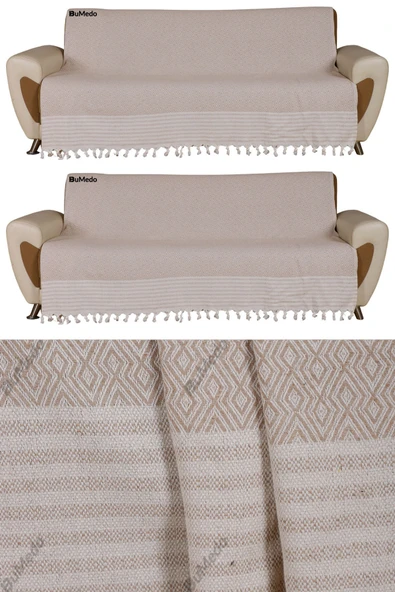Buldan İşi Kaymaz Pamuklu 2'li Koltuk Örtüsü 170x210 Cm Kaliteli Koltuk Şalı Çekyat Kanepe Örtüsü (2 ADET) ürün görseli