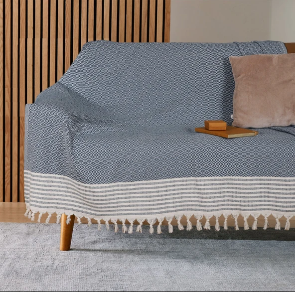 Buldan İşi Kaymaz Pamuklu 2'li Koltuk Örtüsü 170x210 Cm Kaliteli Koltuk Şalı Çekyat Kanepe Örtüsü (2 ADET) - Resim 2