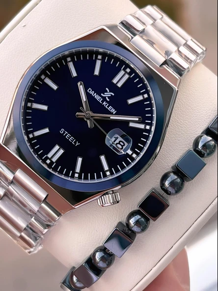 Daniel Klein Erkek Kol Saati 30 Metre Suya Dayanıklı Çelik Kordon + Bileklik Hediyeli VS.BLKT.0651 ürün görseli