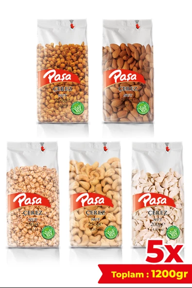 5’li Kavrulmuş Kuruyemiş Paketi 1.2 kg | Soslu Mısır, Badem, Kaju, Leblebi, Kabak Çekirdeği - Resim 5