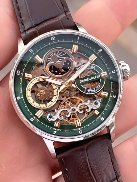 Daniel Klein Deri Kordon Otomatik Mekanizma Metap Ve Güneş Kadranlı Erkek Kol Saati+Bileklik 14013.3 - Resim 4