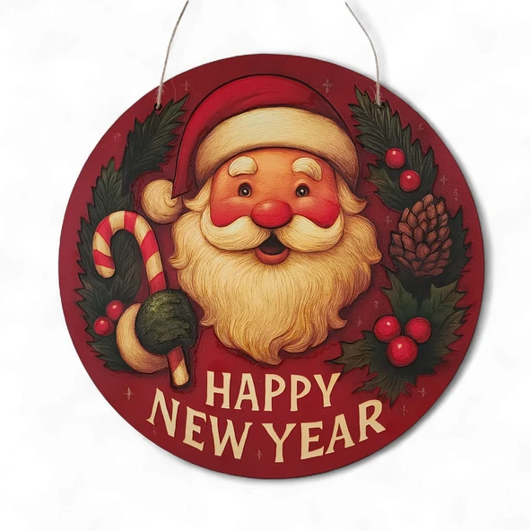Noel Baba Kapı ve Duvar Süsü Happy New Year ürün görseli