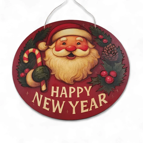 Noel Baba Kapı ve Duvar Süsü Happy New Year - Resim 6