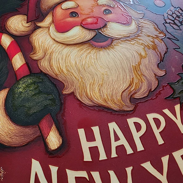 Noel Baba Kapı ve Duvar Süsü Happy New Year - Resim 3