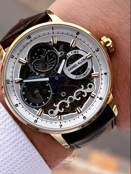 Daniel Klein Deri Kordon Otomatik Mekanizma Metap Ve Güneş Kadranlı Erkek Kol Saati+Bileklik 14013.5 - Resim 2