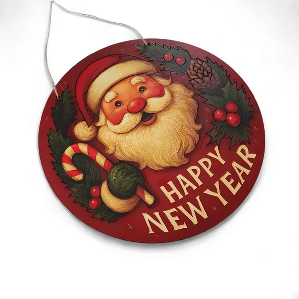 Noel Baba Kapı ve Duvar Süsü Happy New Year - Resim 4