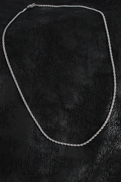 316L Çelik Halat Zincir Model Gümüş Renk Erkek Kolye - Resim 2