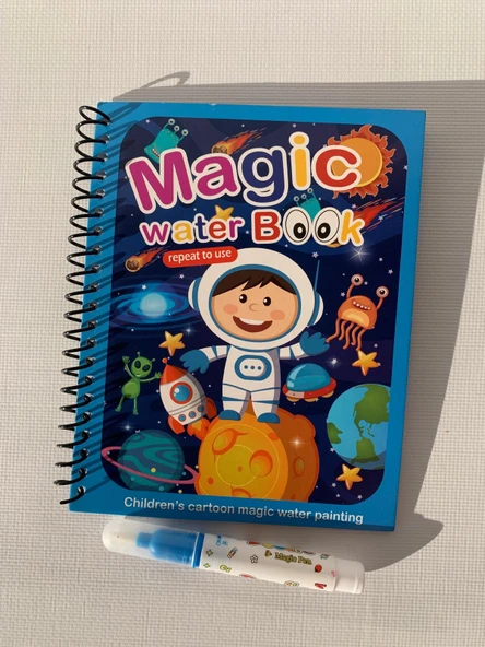 ASTRONOT ve UZAY Magic Book Eğitici İngilizce Sihirli Boyama Kitabı Su Kalemi Water Painting Mavi ürün görseli