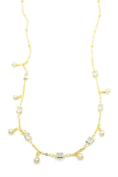 Taşlı Kolye - Altın - Resim 2