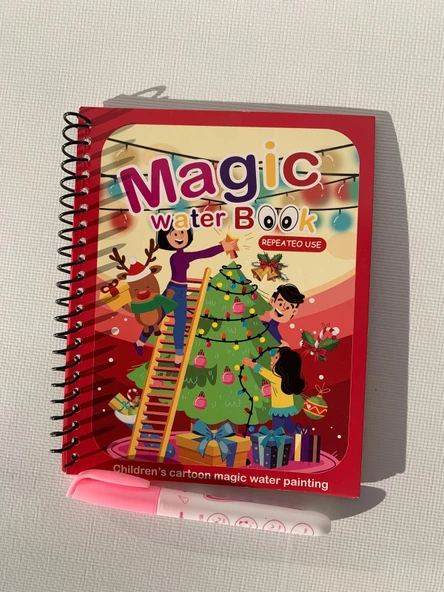 YILBAŞI KUTLAMA Magic Book Eğitici İngilizce Sihirli Boyama Kitabı Su Kalemi Water Painting Kırmızı ürün görseli