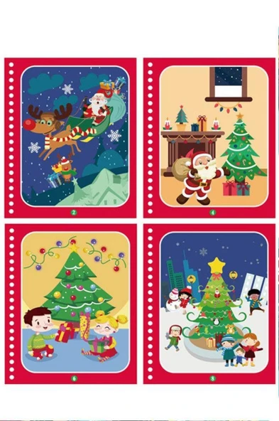 YILBAŞI KUTLAMA Magic Book Eğitici İngilizce Sihirli Boyama Kitabı Su Kalemi Water Painting Kırmızı - Resim 2