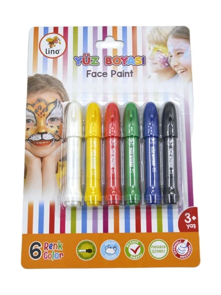 Lino Yüz Boyası Yıkanabilir 6 Renk Blister Ln-905 çevirmeli ürün görseli 1