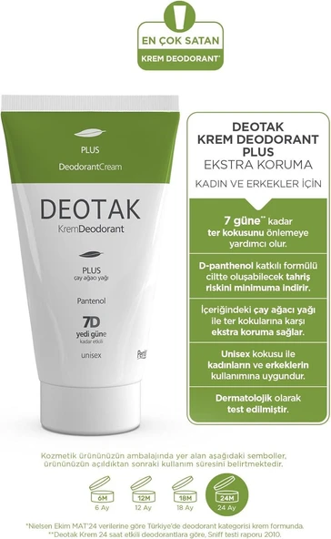 2 Adet Deotak Plus Ekstra Koruma 7 Güne Kadar Etkili Krem Deodorant 35 ml - Resim 3