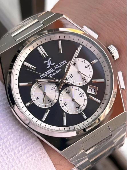 Daniel Klein Erkek Kol Saati 30 Metre Suya Dayanıklı Çelik Kordon + Bileklik Hediyeli VS.BLKT.0657 - Resim 2