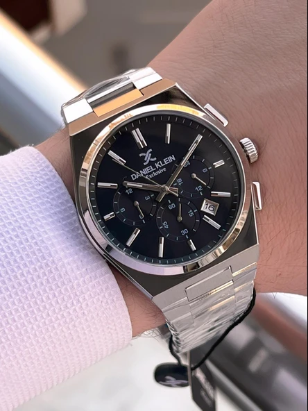 Daniel Klein Erkek Kol Saati 30 Metre Suya Dayanıklı Çelik Kordon + Bileklik Hediyeli VS.BLKT.0658 - Resim 3