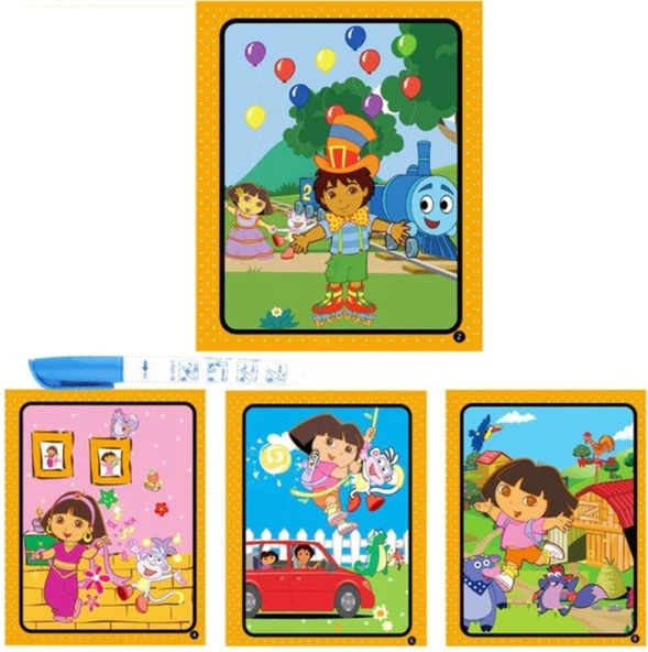 MACERA PEŞİNDE Magic Book Eğitici İngilizce Sihirli Boyama Kitabı Su Kalemi Water Painting Turuncu - Resim 2