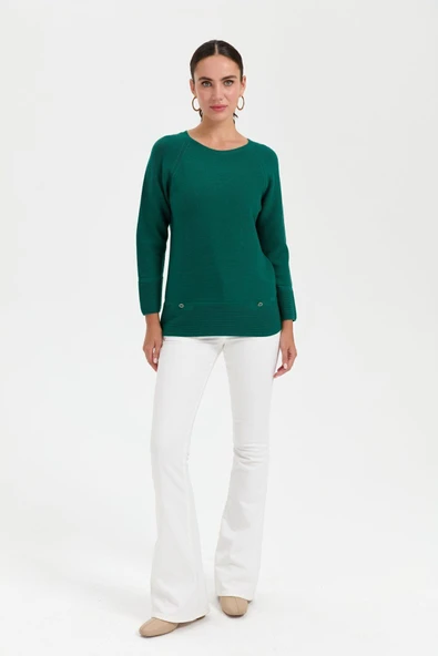 24189 DESEN TRİKO LİNXLİ REGLAN KOL SAHTE CEPLİ KAZAK - Resim 3