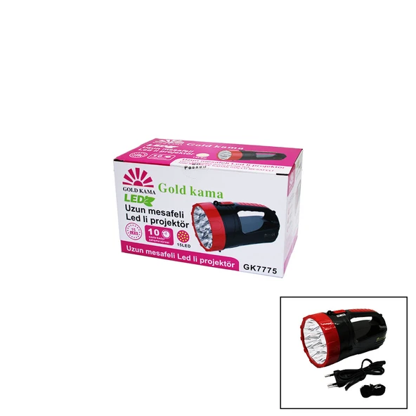 15 LED  FİŞ ŞARJLI EL FENERİ ROJEKTÖR GK-7775 (5284) ürün görseli