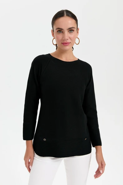 24189 DESEN TRİKO LİNXLİ REGLAN KOL SAHTE CEPLİ KAZAK - Resim 10