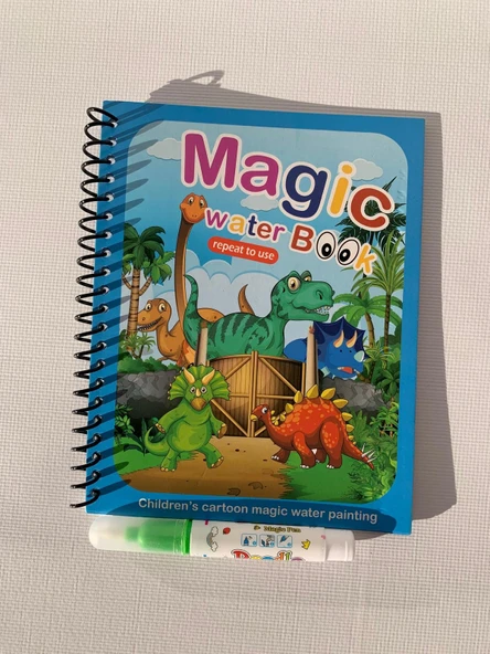 DİNAZORLAR ve ORMAN Magic Book Eğitici İngilizce Sihirli Boyama Kitabı Su Kalemi Water Painting Mavi ürün görseli