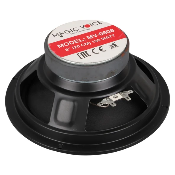 Magicvoice MV-0808 8 İnç 20cm 150 Watt Tekli Metal Kasa Oto Araç Hoparlör MV-3408 Amfi Uyumlu - Resim 3