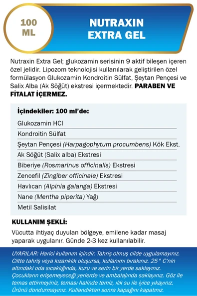 Nutraxin Extra Gel Mentol Ferahlığı Masaj Jeli 100 ml - Resim 6