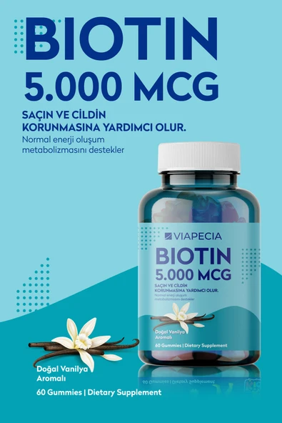 Viapecia Biotin 5000 mcg 60 Gummies ürün görseli 1