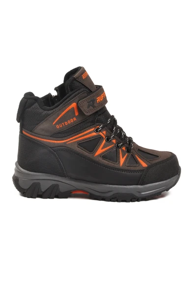 Ayakmod Kahve Turuncu Polarlı Kaymaz Çocuk Outdoor Bot 2301 F - Resim 2