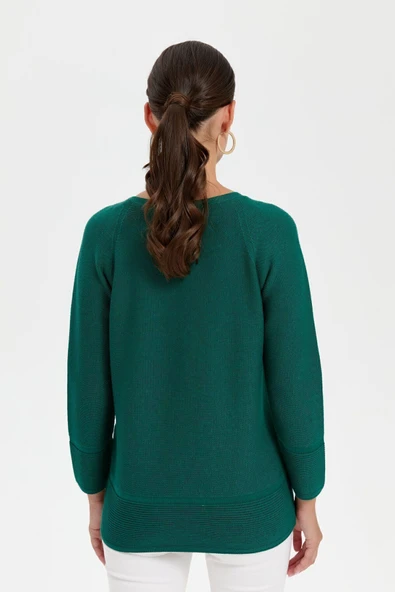 24189 DESEN TRİKO LİNXLİ REGLAN KOL SAHTE CEPLİ KAZAK - Resim 5