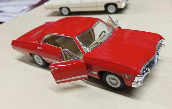 Kinsmart Oyuncak Metal Model Araba 1/36 Çek Bırak 1967 Kırmızı Chevrolet İmpala - 4