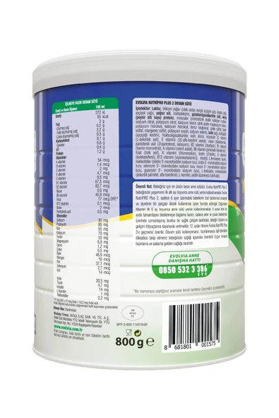 Evolvia Nutripro Plus 2 Devam Sütü 800 gr 6 Adet - Resim 5