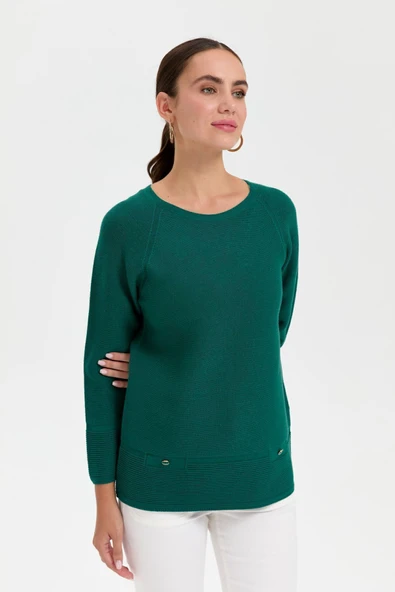 24189 DESEN TRİKO LİNXLİ REGLAN KOL SAHTE CEPLİ KAZAK - Resim 7