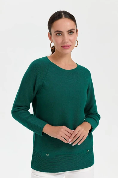 24189 DESEN TRİKO LİNXLİ REGLAN KOL SAHTE CEPLİ KAZAK - Resim 8