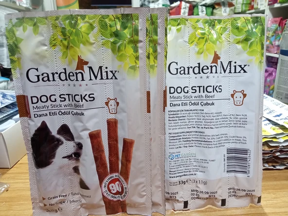 Garden Mix Tahılsız Dana Etli Köpek Ödül Çubuk 3X11 Gram 3 Paket+Tüy Sağlığı Multivitamin Damlası ürün görseli 1