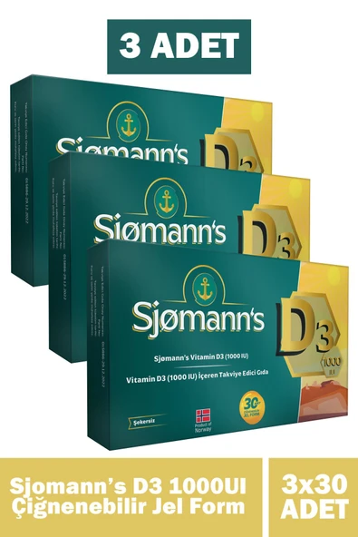 Sjomann's D3 Çiğnenebilir Jel 30 Tablet 3 Adet ürün görseli 1