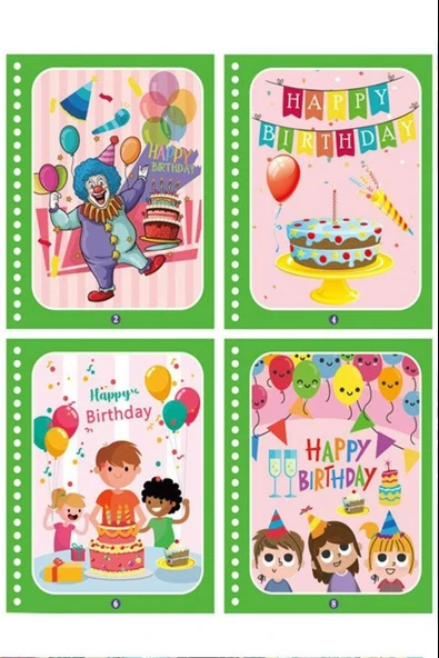 DOĞUM GÜNÜ KUTLAMA Magic Book Eğitici İngilizce Sihirli Boyama Kitabı Su Kalemi Water Painting Yeşil - Resim 2