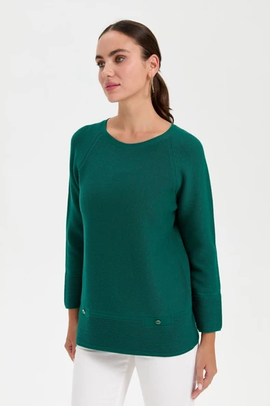 24189 DESEN TRİKO LİNXLİ REGLAN KOL SAHTE CEPLİ KAZAK - Resim 6