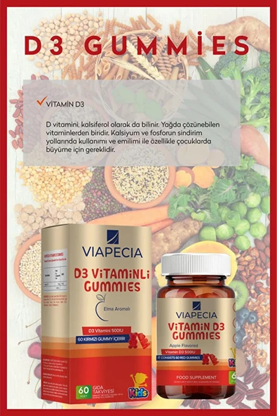 Viapecia Vitamin D3 Gummies 60 Pieces - Resim 2