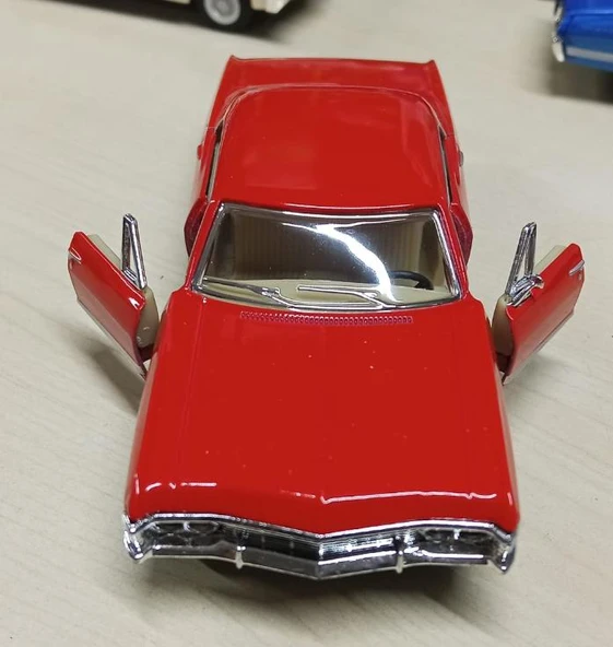 Kinsmart Oyuncak Metal Model Araba 1/36 Çek Bırak 1967 Kırmızı Chevrolet İmpala - 2