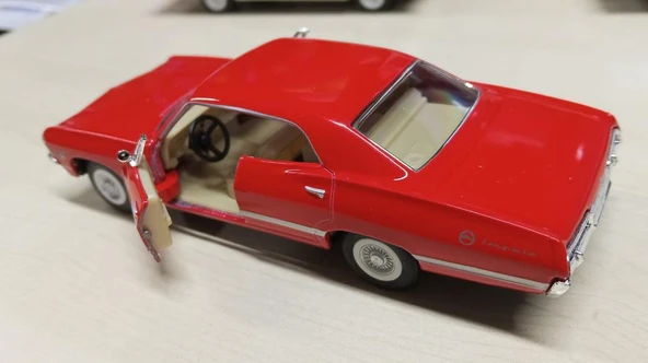 Kinsmart Oyuncak Metal Model Araba 1/36 Çek Bırak 1967 Kırmızı Chevrolet İmpala - 6