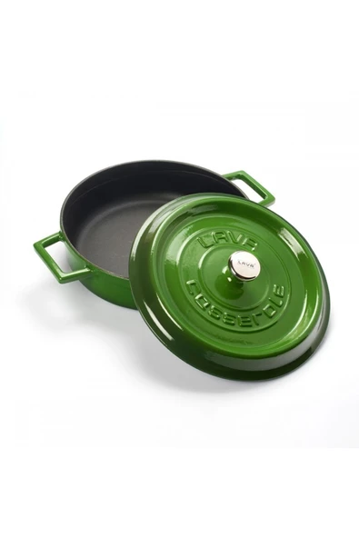 Lava Döküm Çok Amaçlı Yayvan Tencere. Trendy Serisi Çap(ø)24 - Yeşil - Resim 2