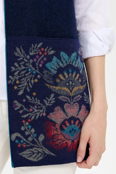 24076 DESEN TRİKO ÜST VE ARKASI KEÇE ETEĞİ JAKARLI TRİKO ARA BOY ÖNÜ AÇIK YELEK - Resim 11